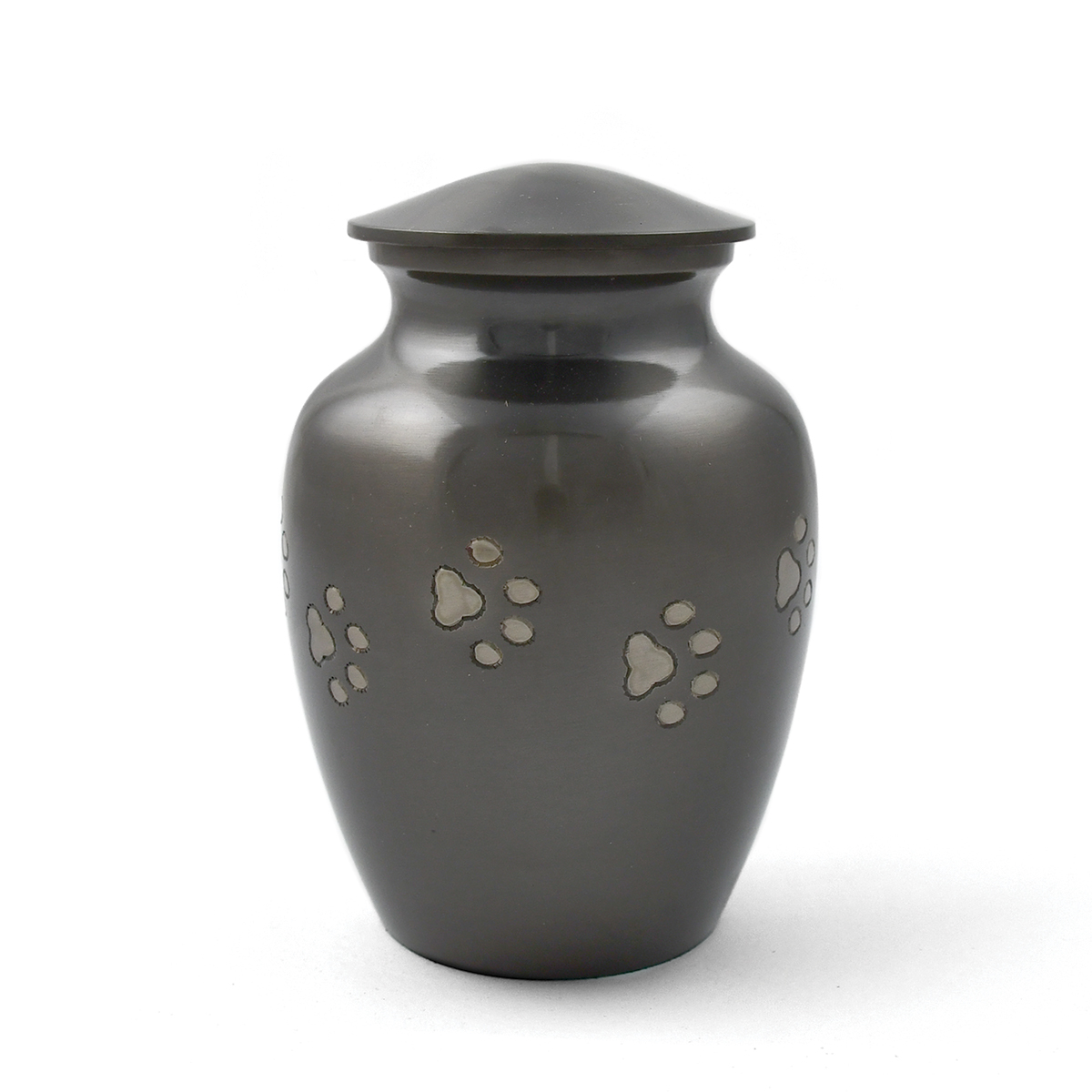 Chetan pet urn in dark slate with silver paw prints