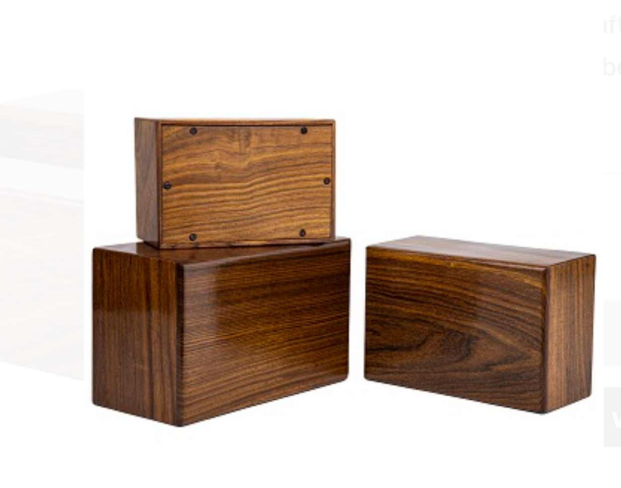 Natural timber pet urn with a rich wood grain